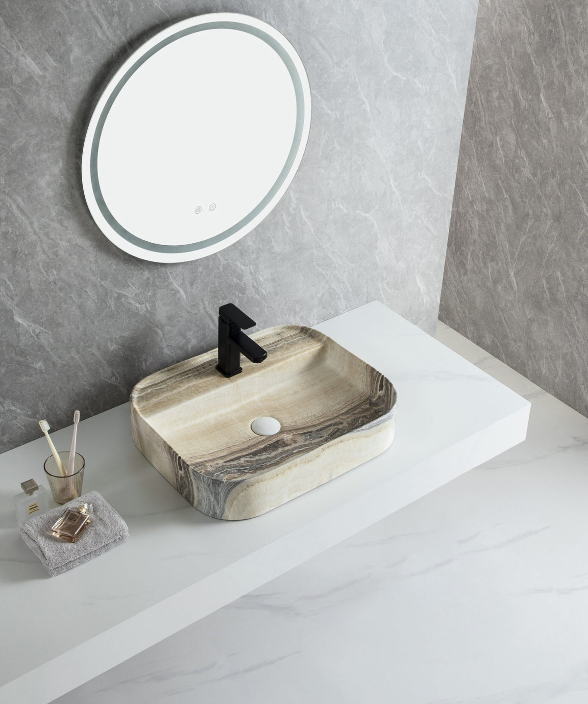 UMIVAONIK bež mramor S6BR4, 55 × 45 × 11 cm