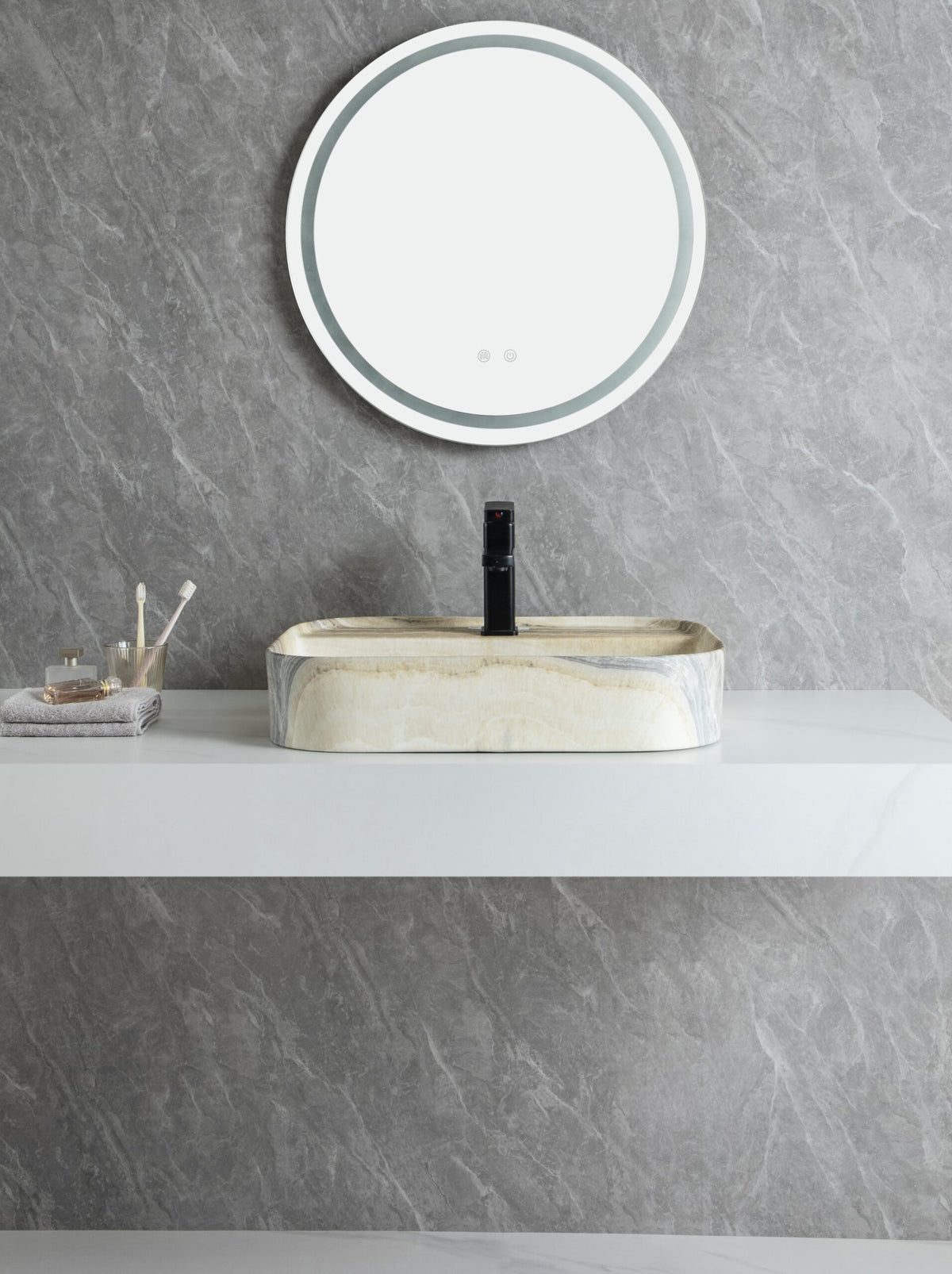 UMIVAONIK bež mramor S6BR4, 55 × 45 × 11 cm