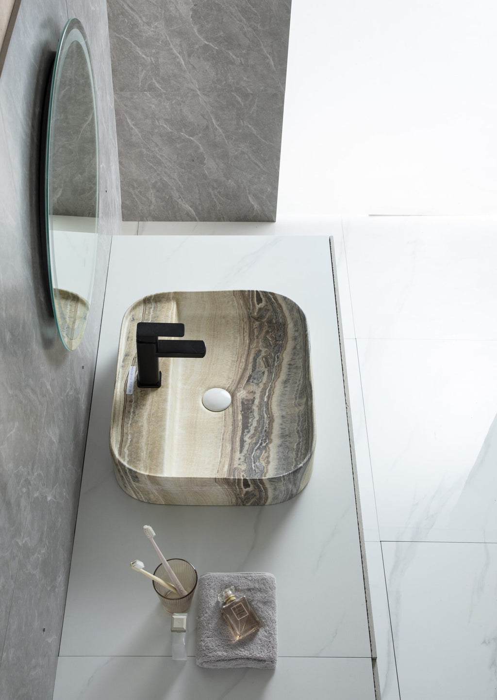 UMIVAONIK bež mramor S6BR4, 55 × 45 × 11 cm