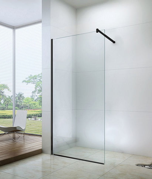 Fiksna tuš stijena BASIC BLACK, 90x200cm