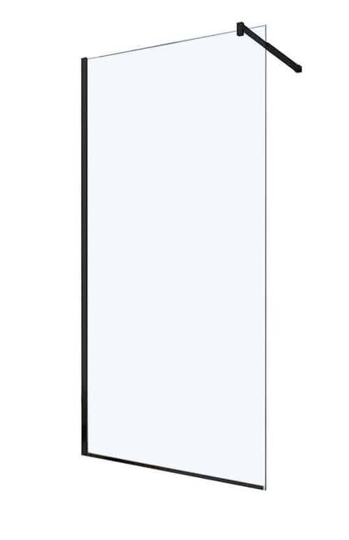 Steklena tuš stena BASIC BLACK, 120x200cm, 8mm, Easy Clean, črni profili in palica