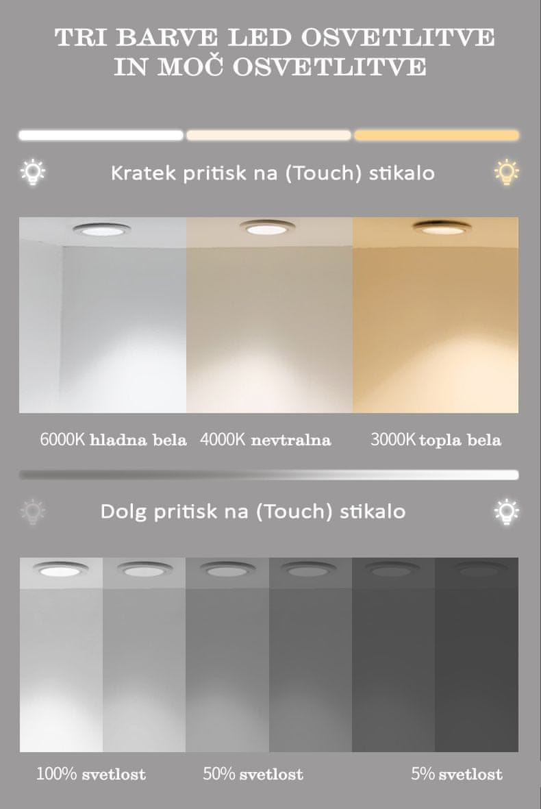 LED ogledalo S62A, 120x60cm s povećalom
