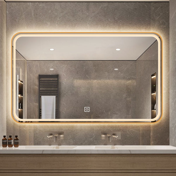 LED ogledalo S68A , 100x60cm, z zlatim okvirjem