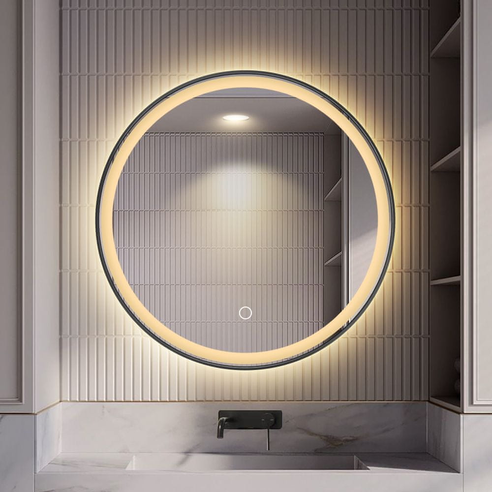 LED ogledalo S614B2 s crnim okvirom, fi 80cm