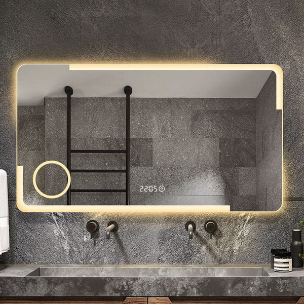 LED ogledalo S62B, 120x60cm, s povečevalnim ogledalom, 3 barve LED, dimmer, funkcija proti rosenju