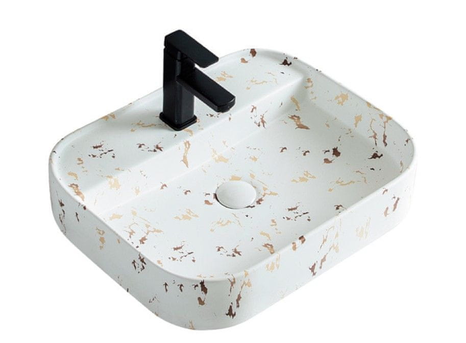 UMIVALNIK bel marmor S6WC1, 55×45×11 cm, nadpultni