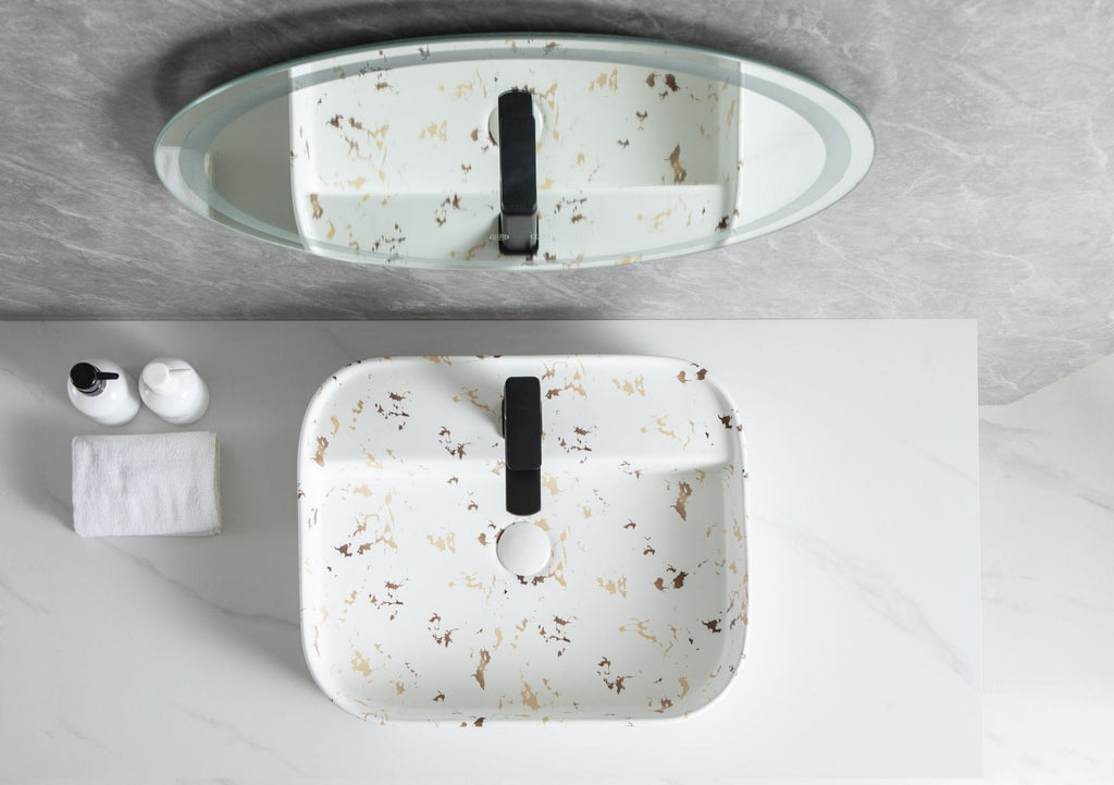 UMIVALNIK bel marmor S6WC1, 55×45×11 cm, nadpultni