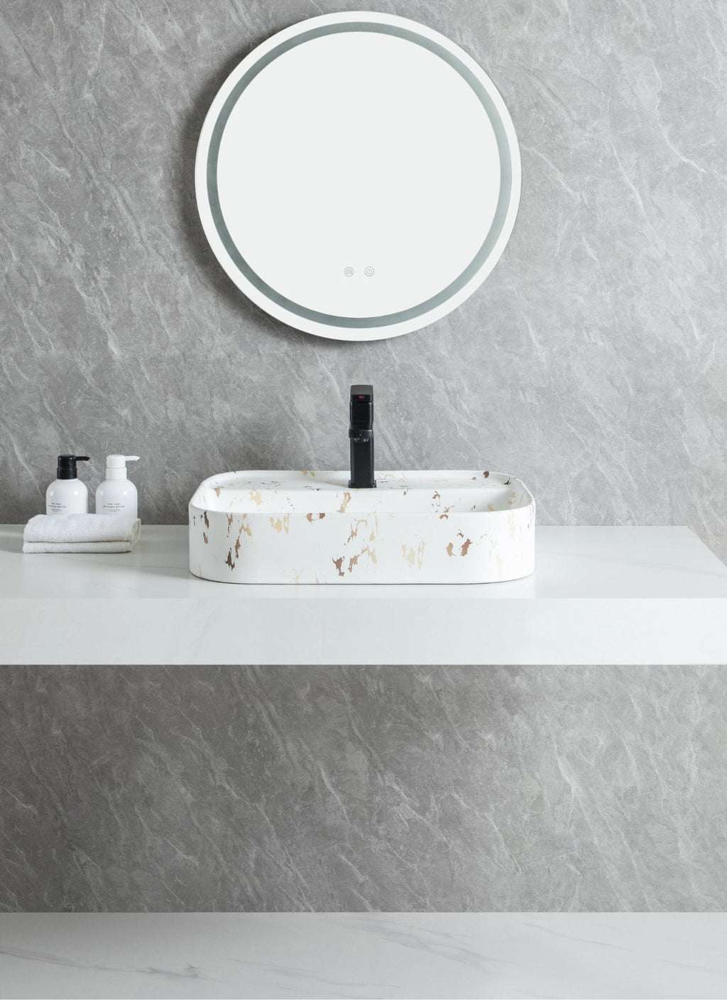 UMIVALNIK bel marmor S6WC1, 55×45×11 cm, nadpultni