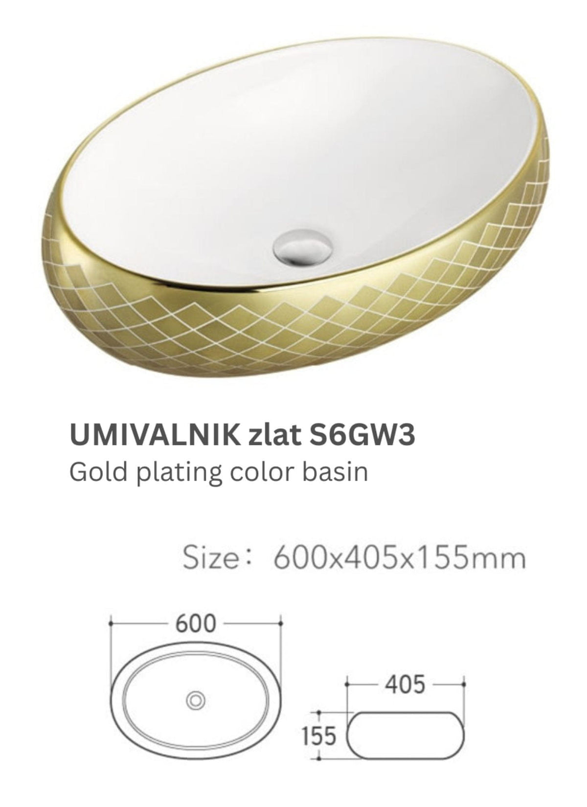 UMIVAONIK zlatni S6GW3, 60 × 40,5 × 15,5 cm