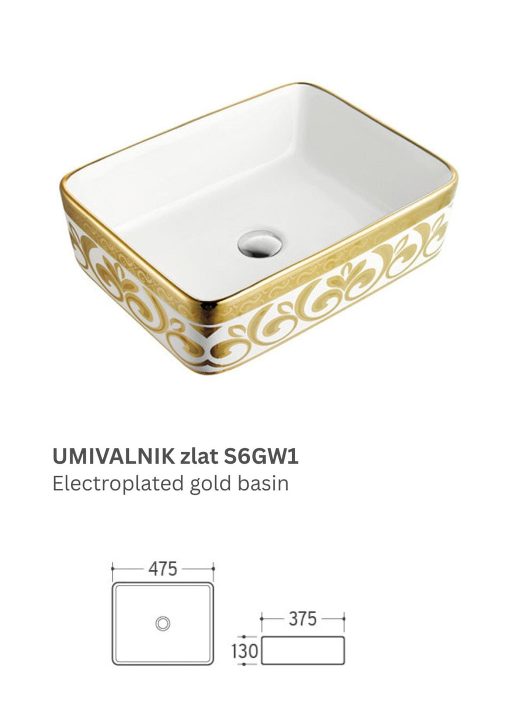 UMIVALNIK zlat S6GW1, 47.5 × 37.5 × 13 cm