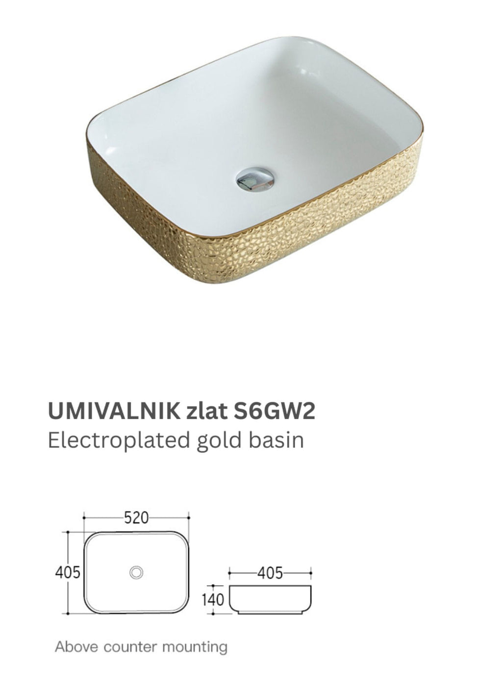 UMIVAONIK zlatno-bijeli S6GW2, 52 × 40,5 × 14 cm
