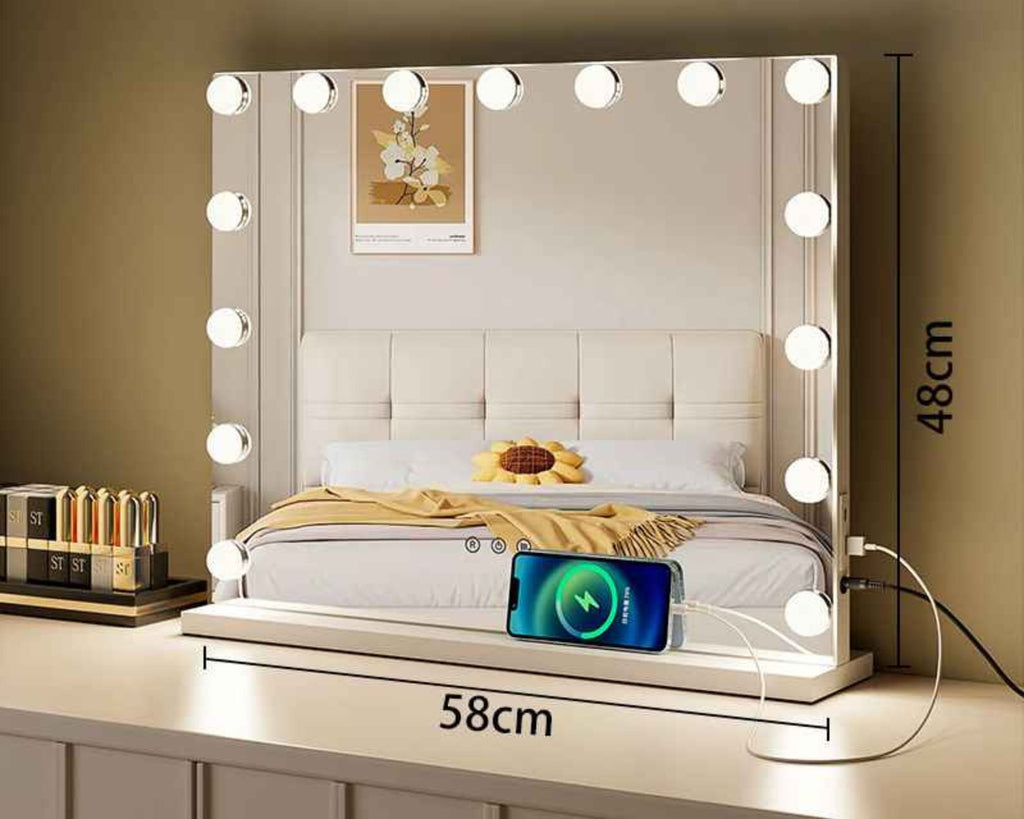 Make-up LED OGLEDALO S6H01, 48 × 58 cm, kozmetično namizno ogledalo za ličenje, Hollywood ogledalo LED