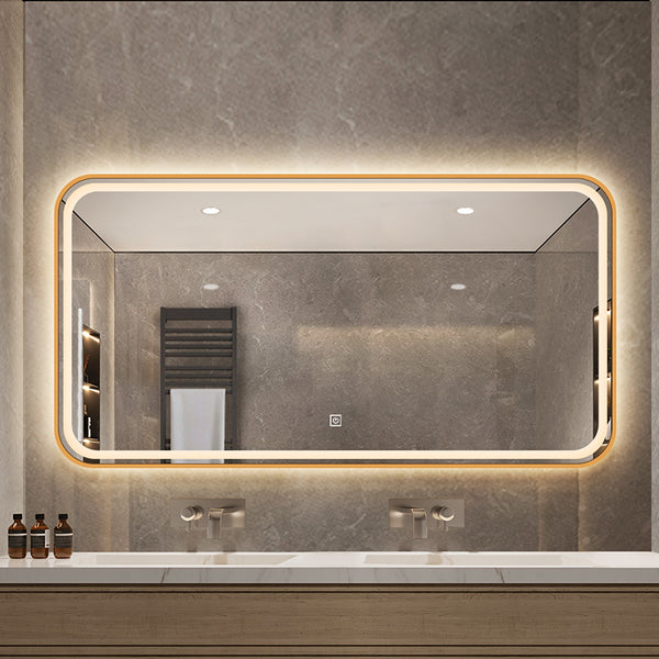 LED mirror S68C with gold frame, 150x80cm