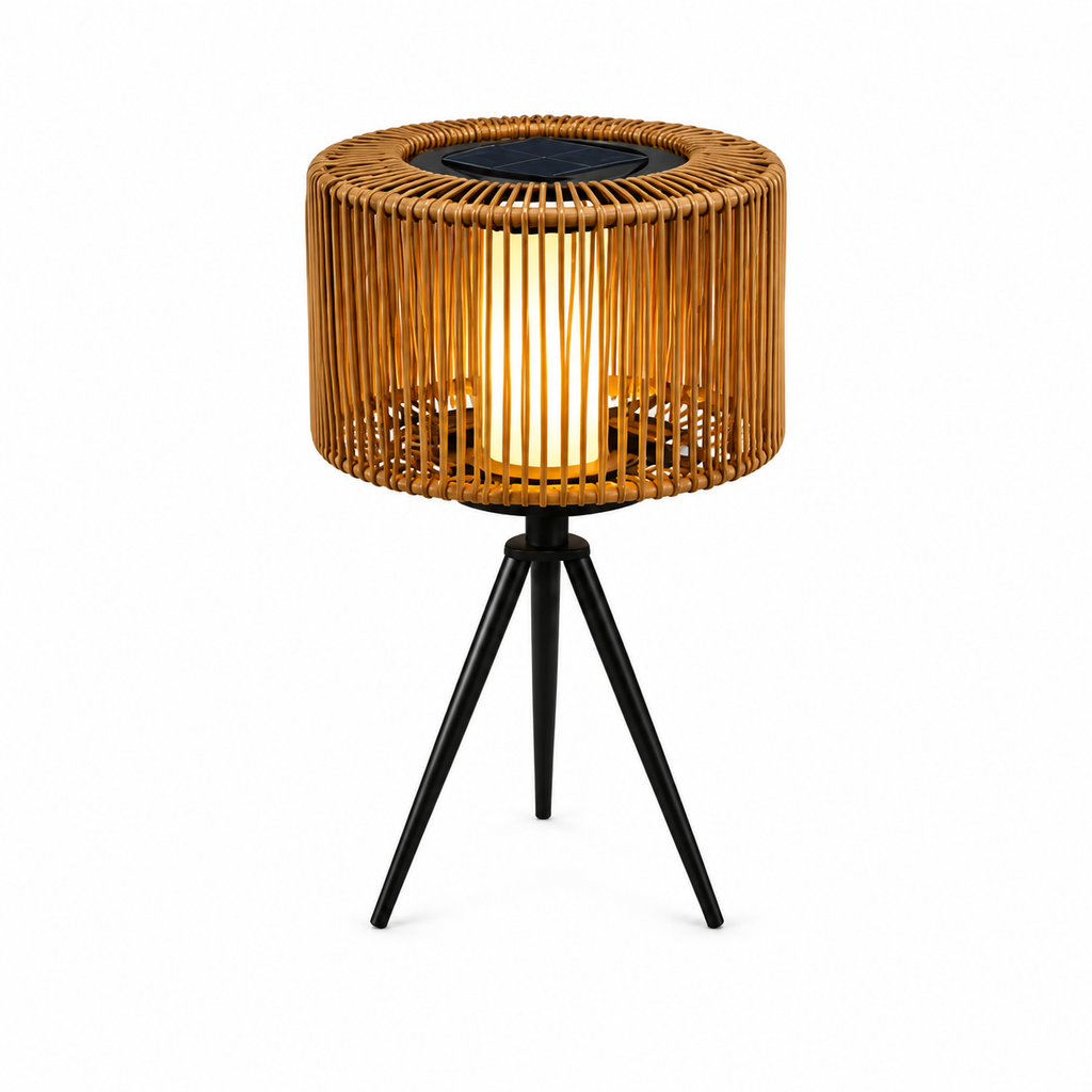 LED solarna vrtna svetilka RATAN S6045 – na trinožnem stojalu, 41 cm
