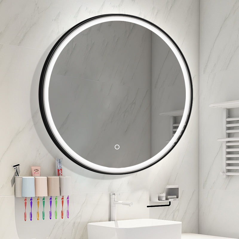 LED ogledalo S614B s crnim okvirom, fi 70cm