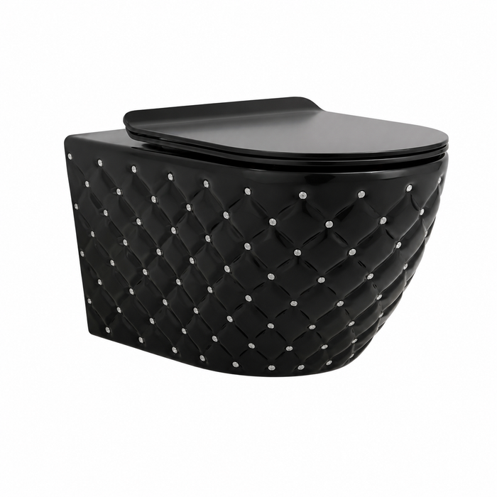 WALL-HUNG TOILET gloss black with white dots BWD2208