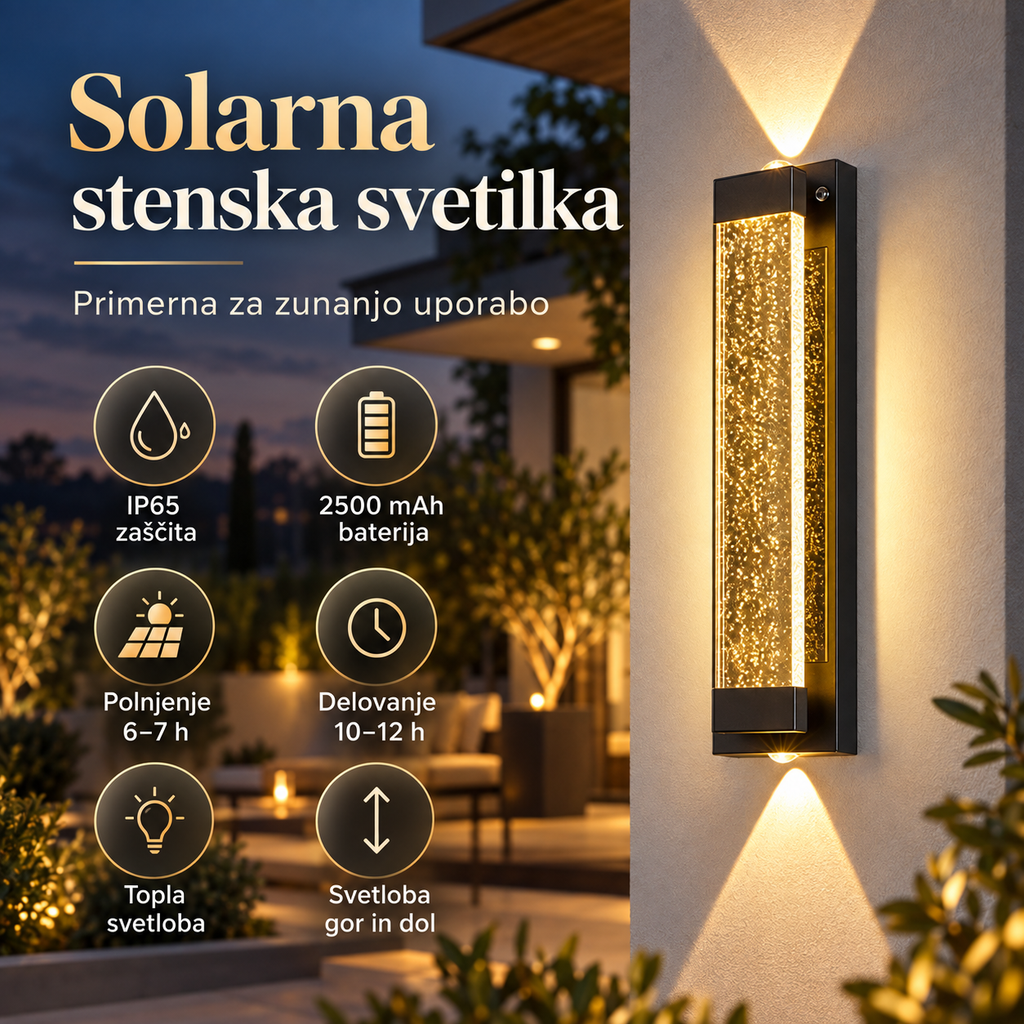 LED solarna zunanja stenska svetilka FB-1221-55, 55 cm – 5. pogled