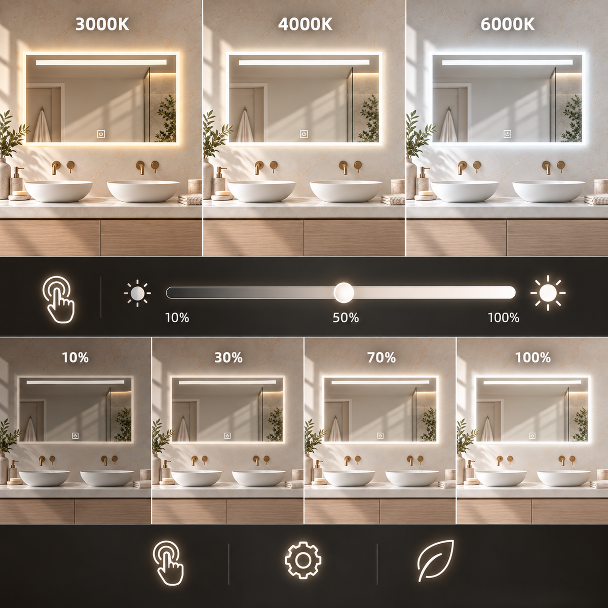 LED ogledalo S61C, 80 x 60 cm – 2. pogled