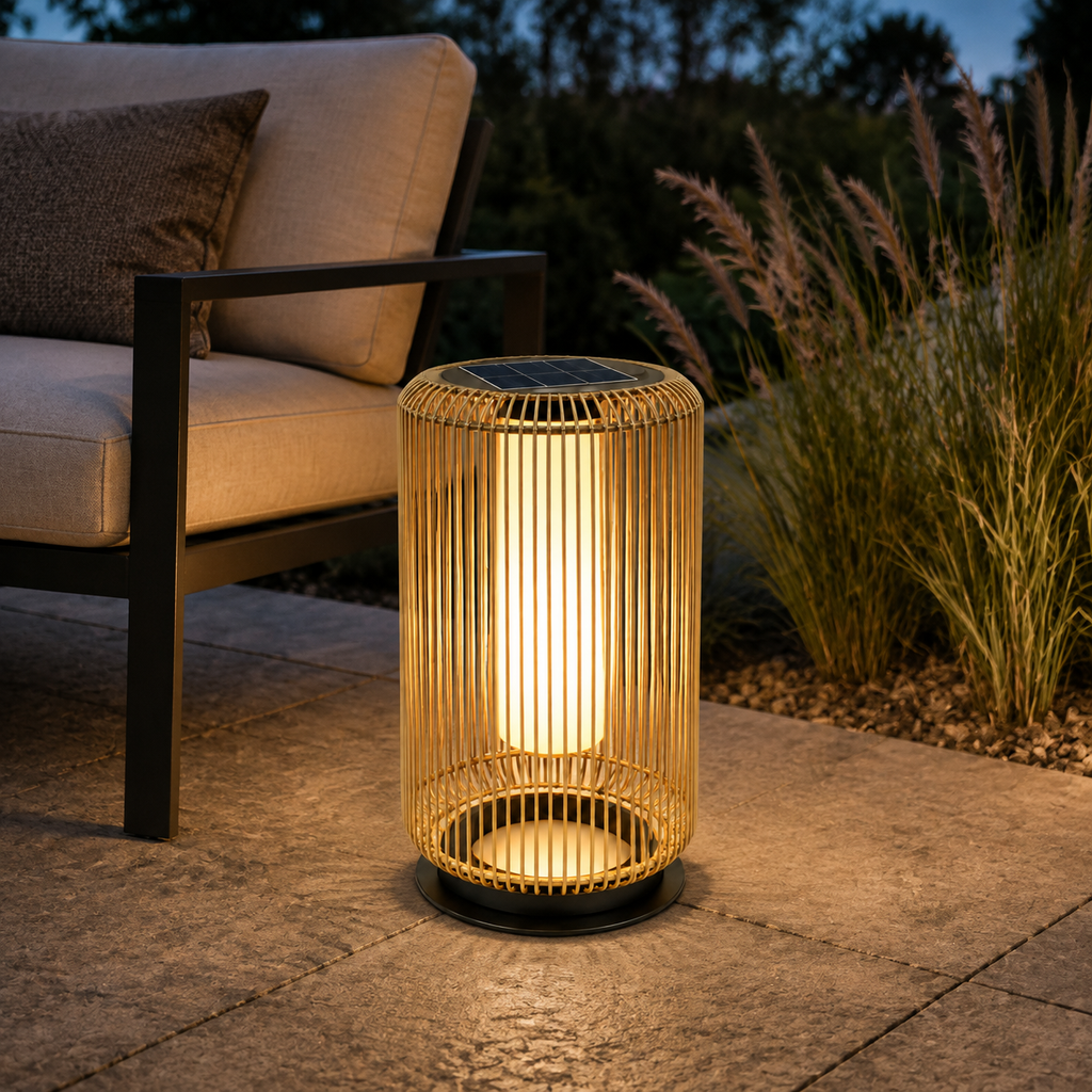 LED solarna vrtna svetilka RATAN S6044 – valjasta, 42,8 cm – 2. pogled