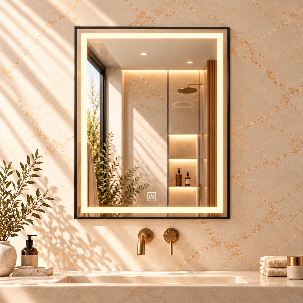 LED ogledalo S66E s crnim okvirom, 60x80cm / 80x60cm