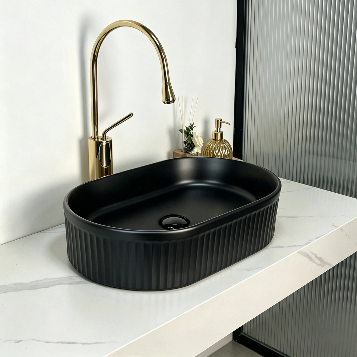 UMIVALNIK črn mat MB6118, 50 × 32 × 13 cm – 4. pogled