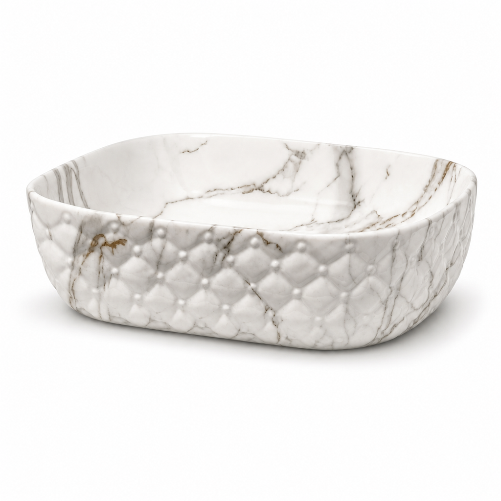 UMIVALNIK bel z marmornim vzorcem MC6210-1, 47 × 33,5 × 13,5 cm – 3. pogled