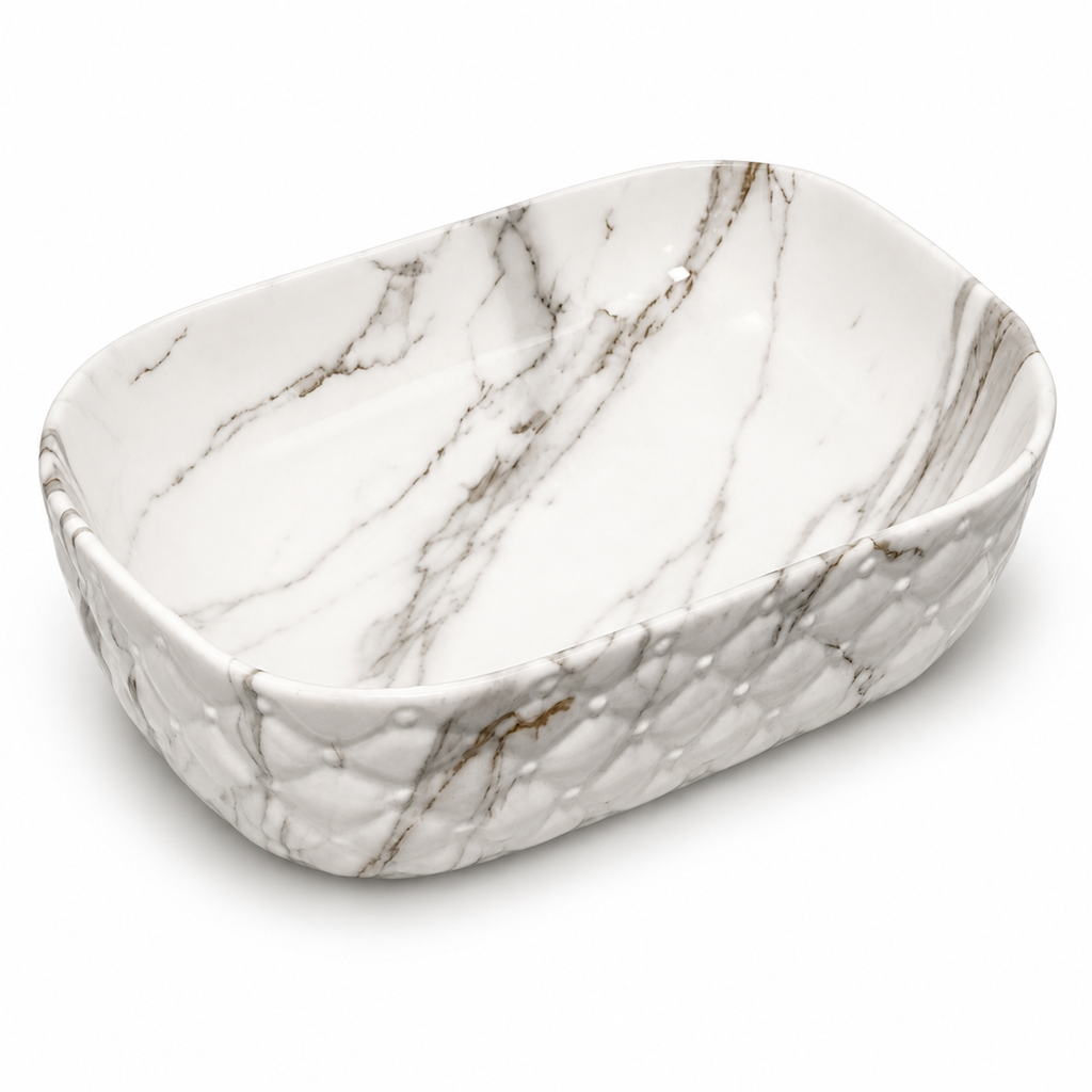 UMIVALNIK bel z marmornim vzorcem MC6210-1, 47 × 33,5 × 13,5 cm