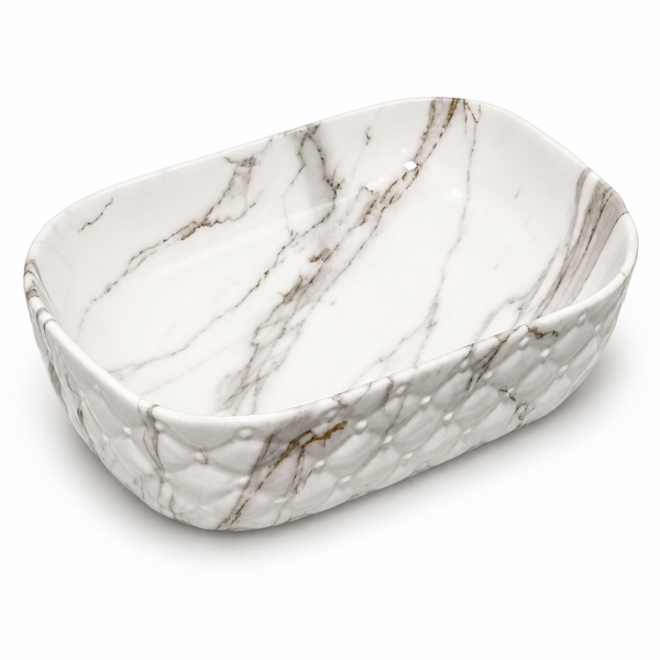 UMIVALNIK bel z marmornim vzorcem MC6210-1, 47 × 33,5 × 13,5 cm