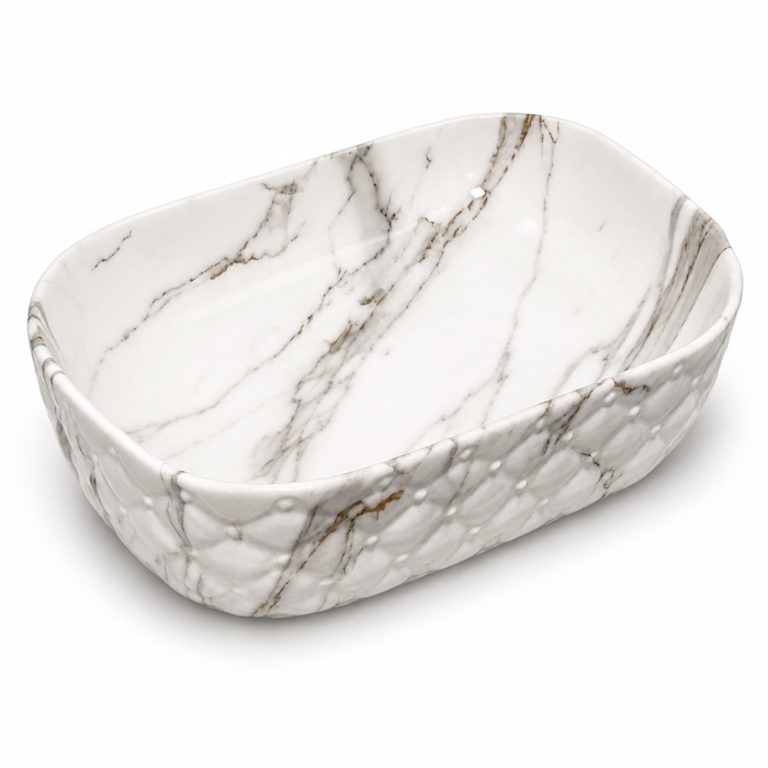 UMIVALNIK bel z marmornim vzorcem MC6210-1, 47 × 33,5 × 13,5 cm