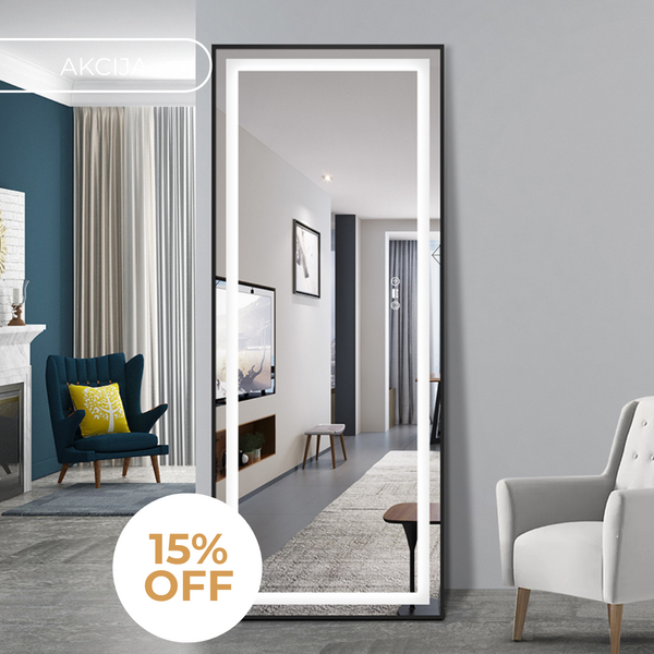 LED mirror S622B, 65x170cm, with black frame