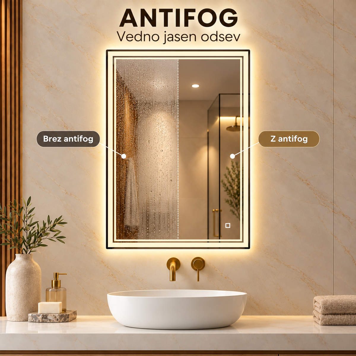 LED ogledalo S6P2, 100x60cm / 60x100cm