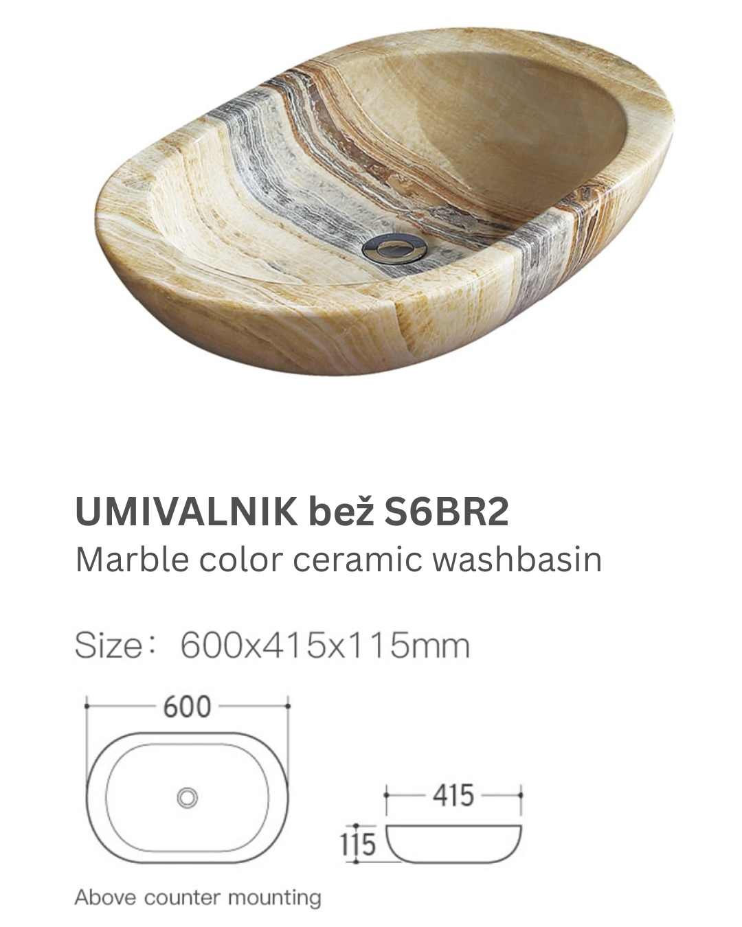 UMIVAONIK bež S6BR2, 60 × 41,5 × 11,5 cm