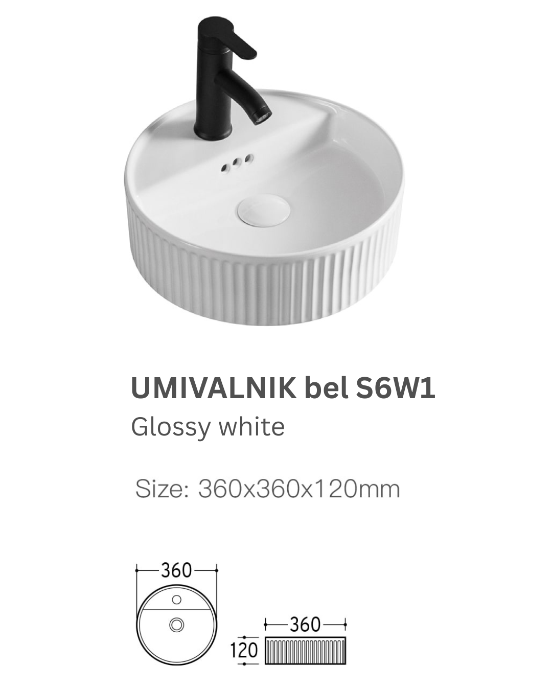 UMIVAONIK sjajno bijeli S6W1, 36 × 36 × 12 cm