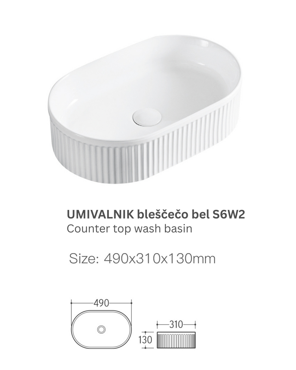 UMIVALNIK bleščeče bel S6W2, 49 × 31 × 13 cm