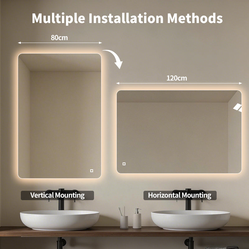LED ogledalo S645A, 120×80 cm / 80×120 cm, ambijentalna rasvjeta