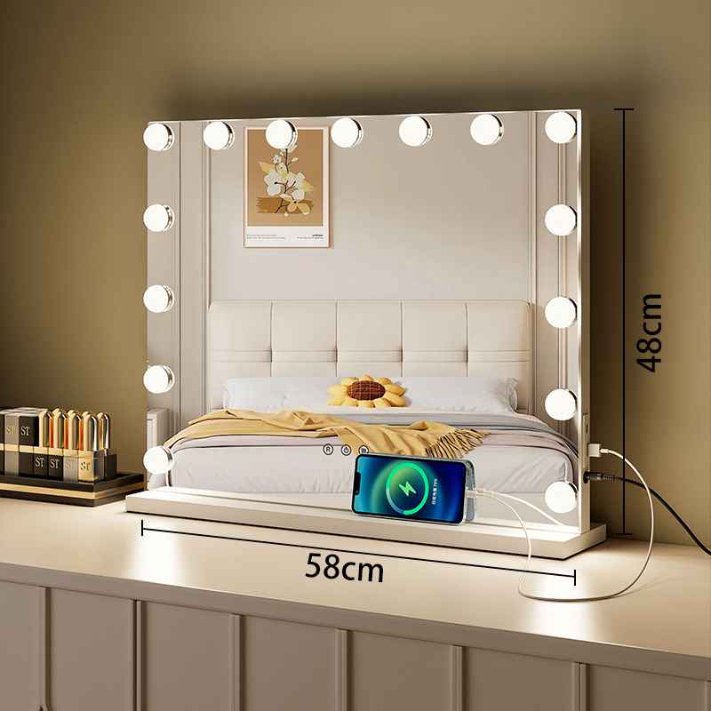 Make-up LED OGLEDALO Hollywood S6H01B, 58 × 48 cm z Bluetooth zvočnikom – 2. pogled