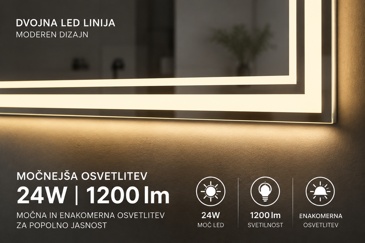 LED ogledalo S6P2, 100x60cm / 60x100cm