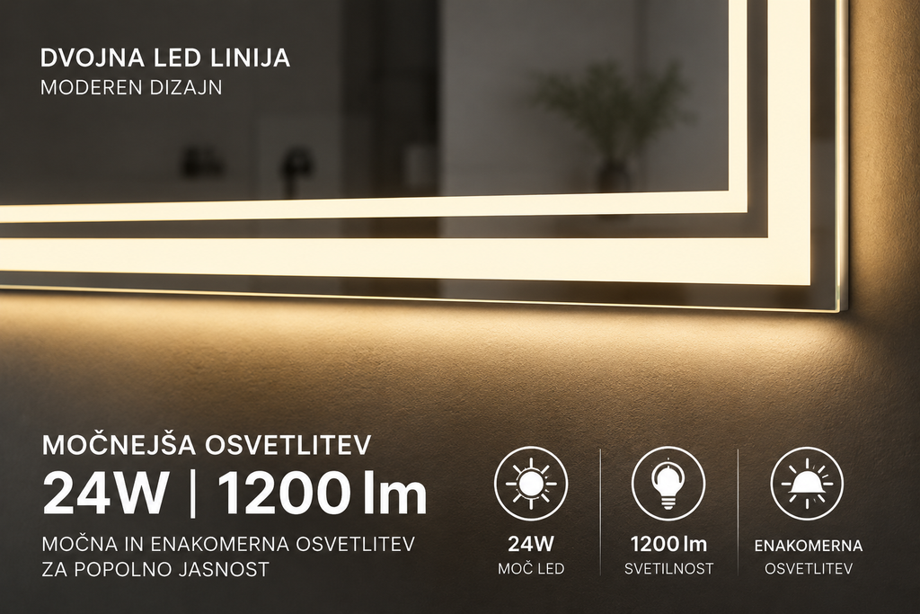 LED ogledalo S6P1, 120x80cm / 80x120cm