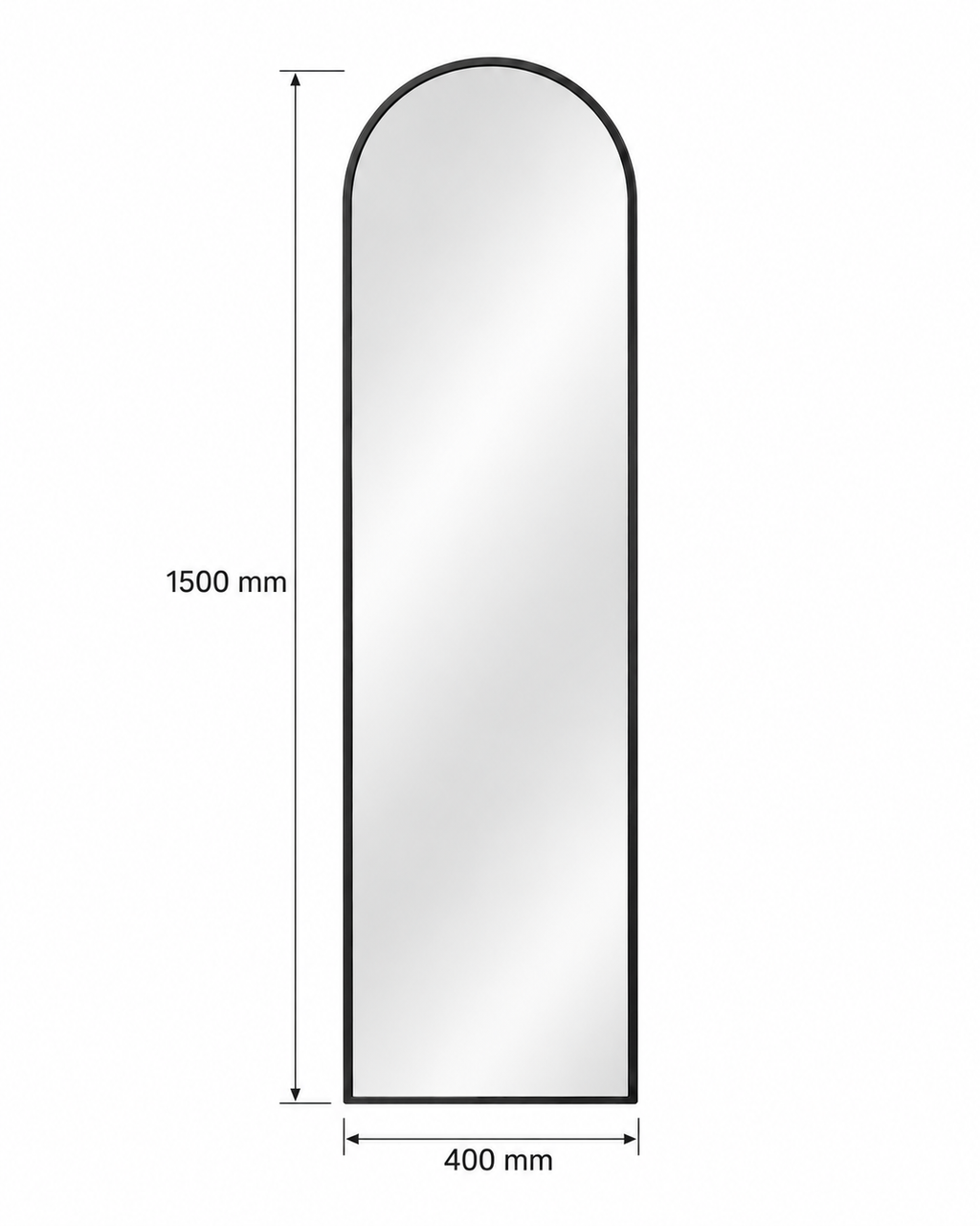 Stensko ogledalo S6ST1, s črnim ALU okvirjem 40 × 150 cm – 5. pogled
