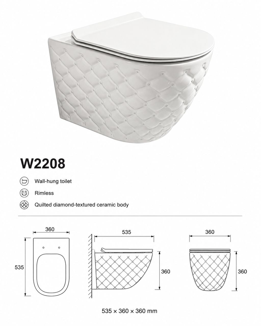 VISEČA WC ŠKOLJKA bela sijaj W2208 – 5. pogled