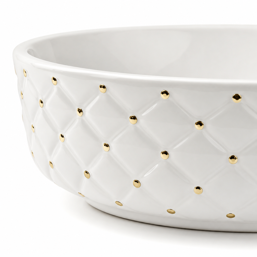 UMIVALNIK bel sijaj z zlatimi pikami WGD6208, 42,5 × 42,5 × 14,5 cm – 2. pogled