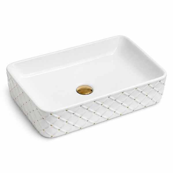 UMIVALNIK bel sijaj z zlatimi pikami WGD6212, 61 × 34 × 11,5 cm
