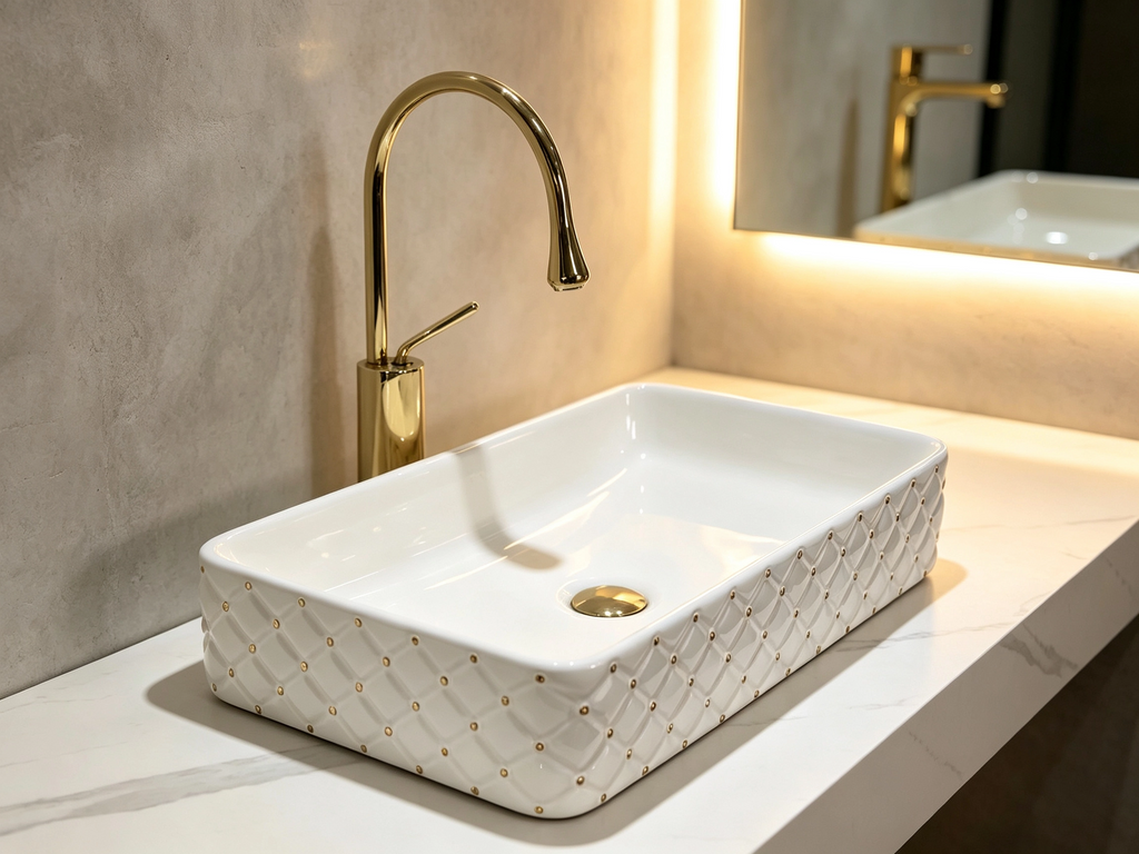 UMIVALNIK bel sijaj z zlatimi pikami WGD6212, 61 × 34 × 11,5 cm – 5. pogled