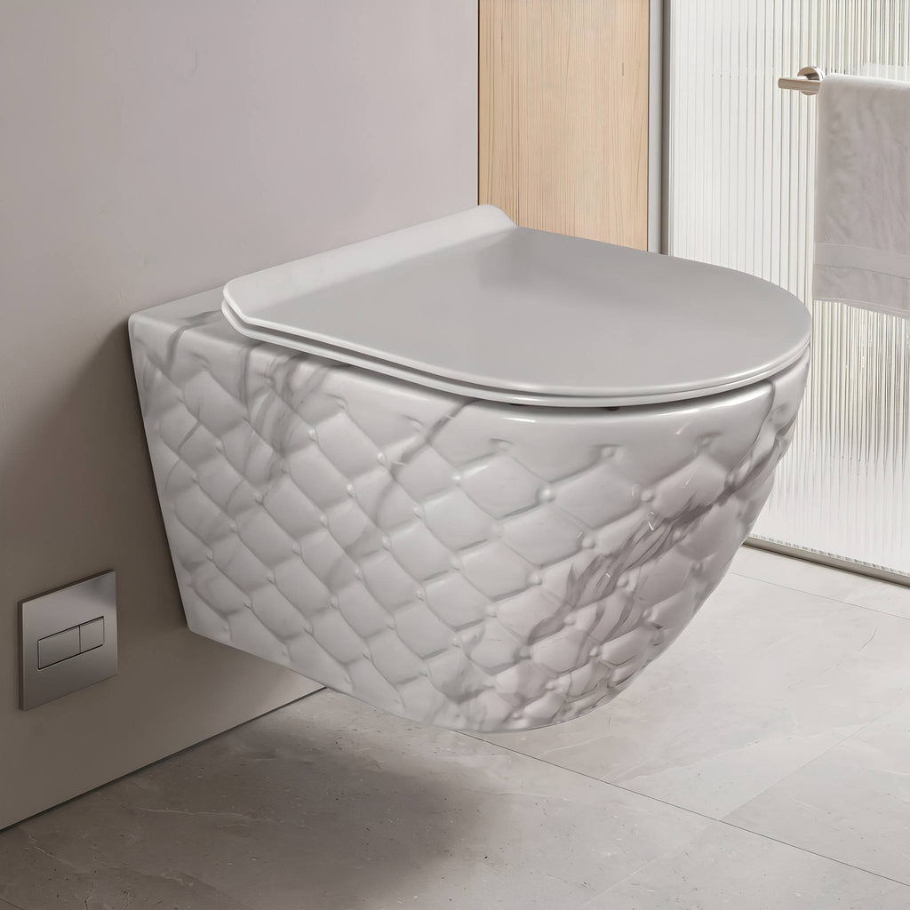 VISEČA WC ŠKOLJKA bela sijaj s sivim marmornim vzorcem WMC2208 – 2. pogled