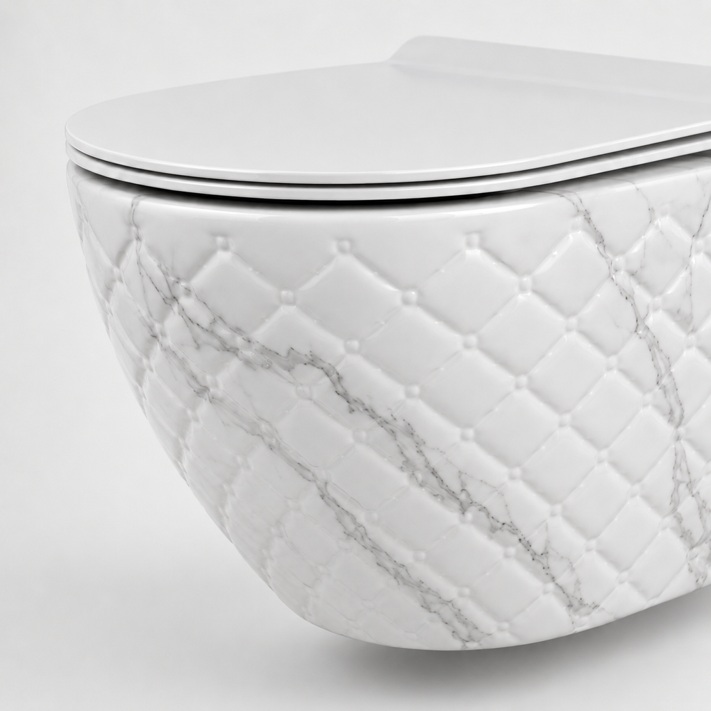 VISEČA WC ŠKOLJKA bela sijaj s sivim marmornim vzorcem WMC2208 – 5. pogled