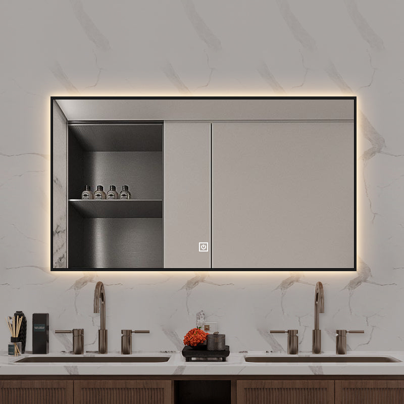 LED ogledalo S67B s crnim okvirom, 100x60cm, ambijentalna rasvjeta