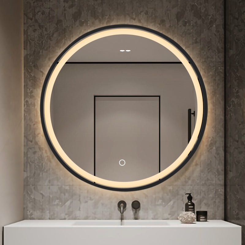 LED ogledalo S614B s crnim okvirom, fi 70cm