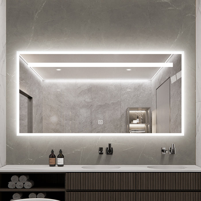 LED ogledalo S61B, 120x60 cm, 3 boje svjetla, prigušivač, zaštita od zamagljivanja, LED kupaonsko ogledalo