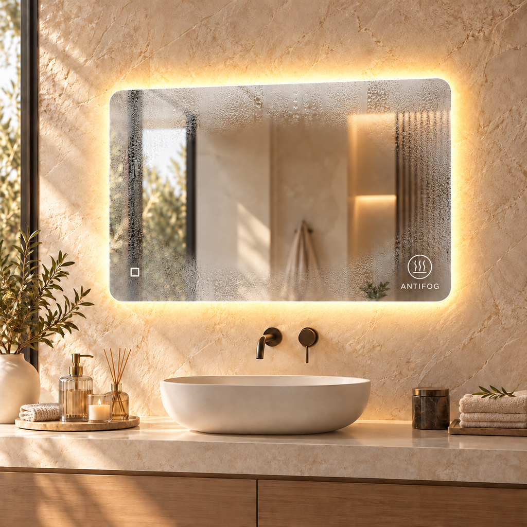 LED ogledalo S645B, 100×80 cm / 80×100 cm, ambijentalno osvjetljenje