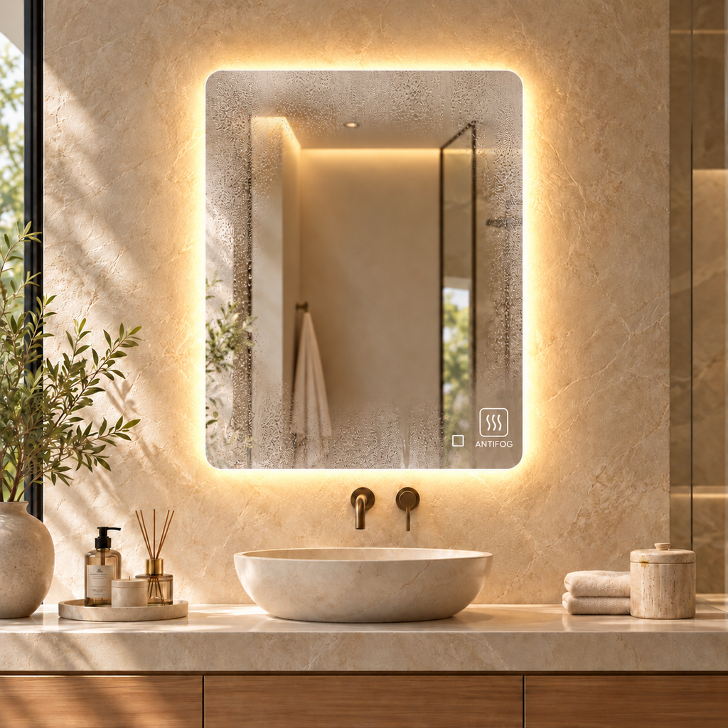 LED ogledalo S645B, 100×80 cm / 80×100 cm, ambijentalno osvjetljenje